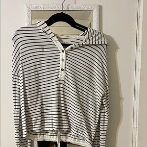 Carly Jean Los Angeles Ivory and Black Striped Pullover